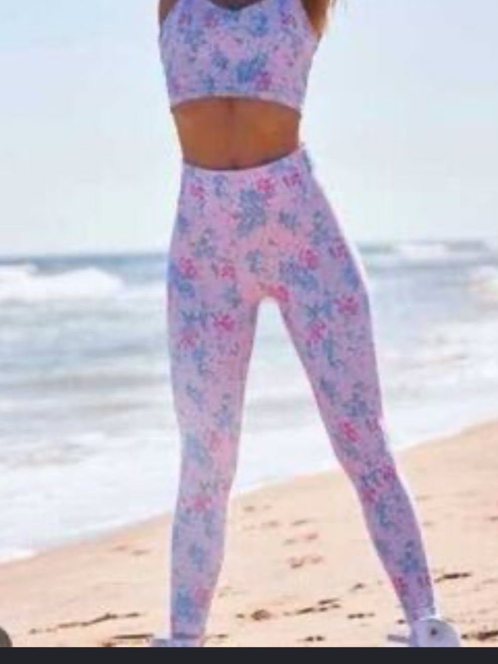 Bandier x LoveShackFancy Blue Floral Leggings XL